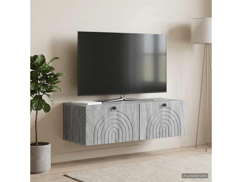  Meuble tv - banc tv - meuble de rangement mural sonoma gris 99 x 41 x 30 cm bois d'ingénierie  - Conforama B