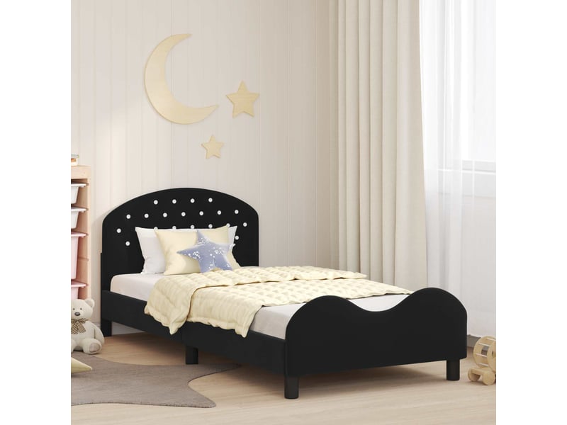  Cadre de lit pour enfants - lit jeune avec tête de lit noir 90 x 190 cm  - Conforama B