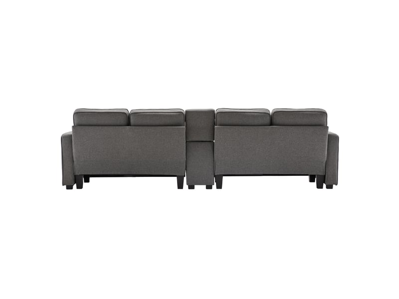 Canapé 4 places avec console, rangements et ports usb homvra - Conforama A