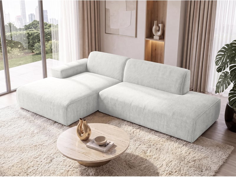 Canapé d'angle moderne didim duo, 288 cm, blanc, en chenille g Didim Duo - Conforama D