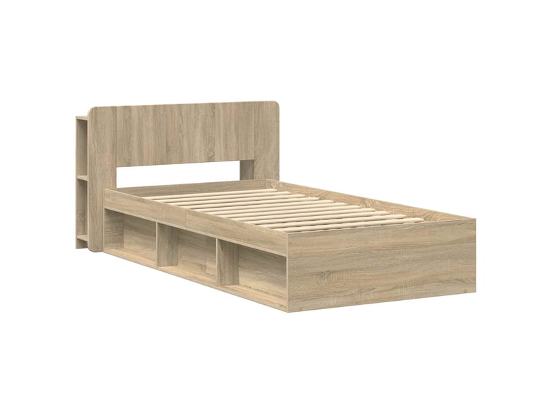  Lit simple- lit adulte -  cadre de lit avec rangement chêne sonoma 80 x 200 cm  - Conforama A