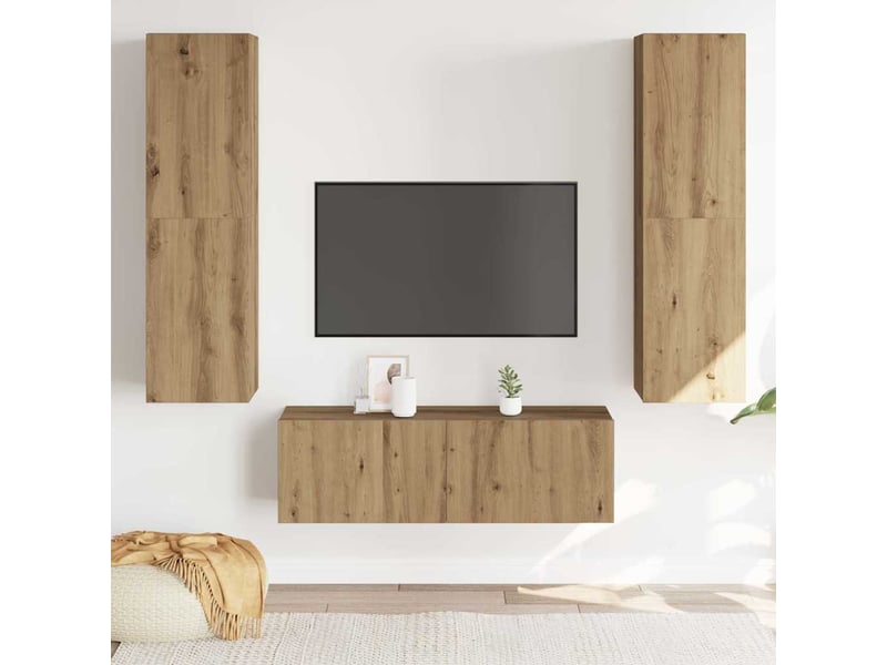  Lot de 3 meuble tv mural, meuble tv suspendu chêne artisanal bois d'ingénierie shl59243  - Conforama C
