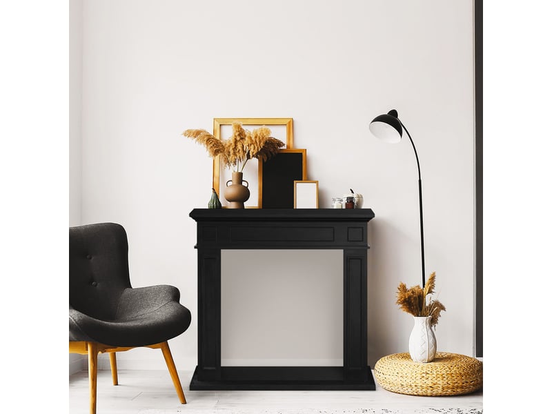  Jefferson - cadre de cheminée 89,5 x 90,5 x 28 cm, revêtement décoratif en mdf noir  - Conforama B