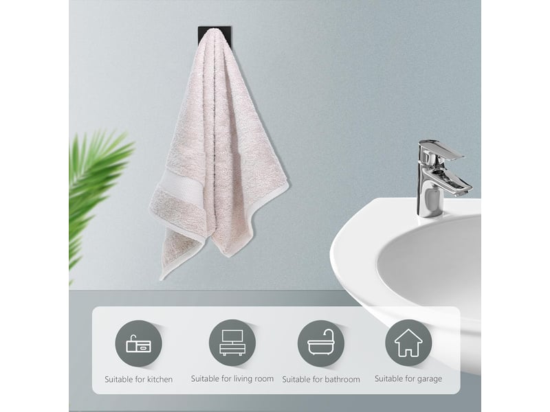 Crochet porte-serviettes de salle de bain, patère carrée en acier inoxydable, noir, lot de 2 XJD001414ZLS - Conforama D