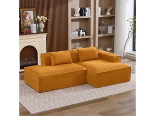 Canapé d'angle réversible convertible <strong>SAPGAKS</strong> <strong></strong> 3 places Coton / Polyester jaune