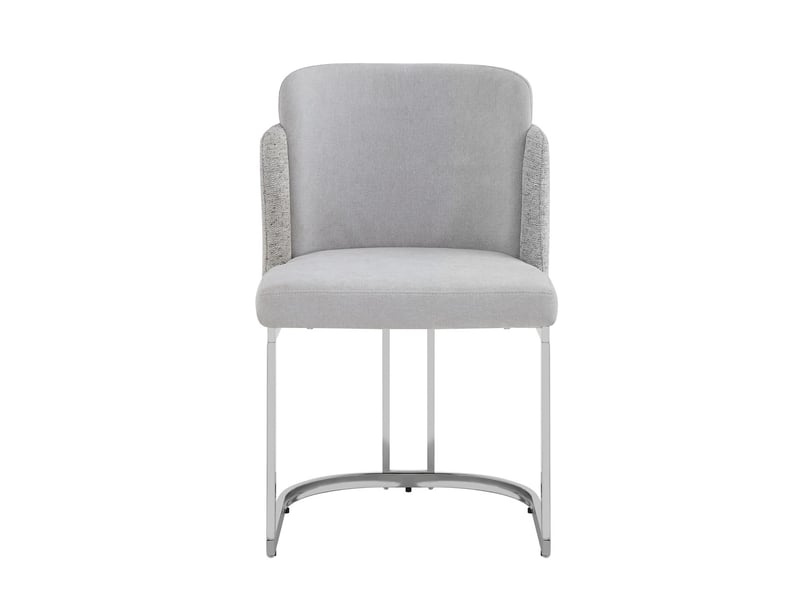  Lot de chaises 4 pièces chaises de confort respirant style moderne pieds argent galvanisés revêtement en chenille gris clair  - Conforama A
