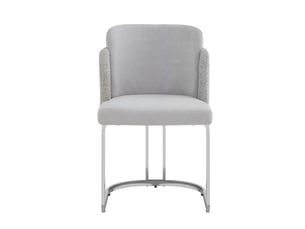 Lot de chaises 4 pièces chaises de confort respirant style moderne pieds argent galvanisés revêtement en chenille gris clair