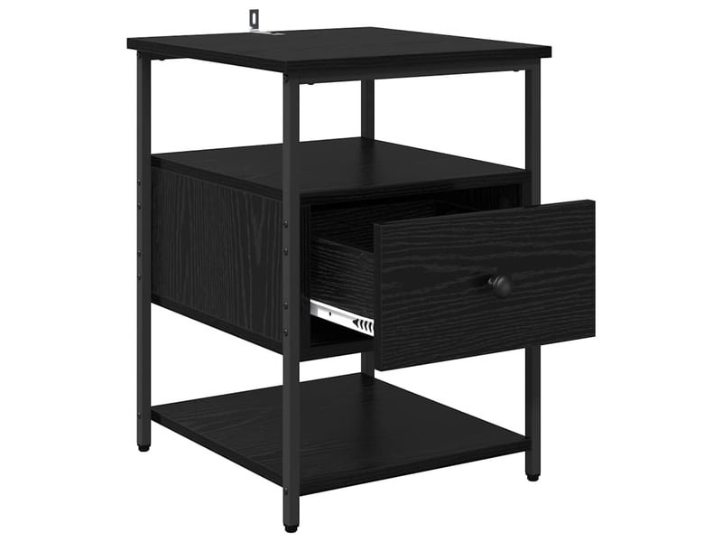Table de chevet avec tiroir 2 pièces chêne noir 40 x 42 x 56 cm - Conforama E