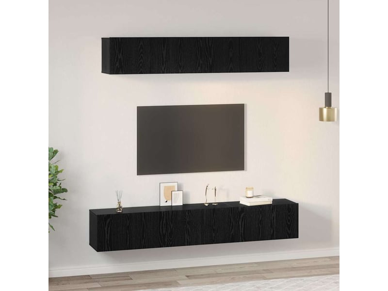  Ensemble meuble tv - banc tv - meuble de rangement 5 pcs chêne noir bois d'ingénierie  - Conforama D