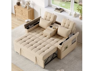 Canapé-lit modenvie 2 places convertible beige dossier réglable rangement 159 x 142,5 x 92 cm