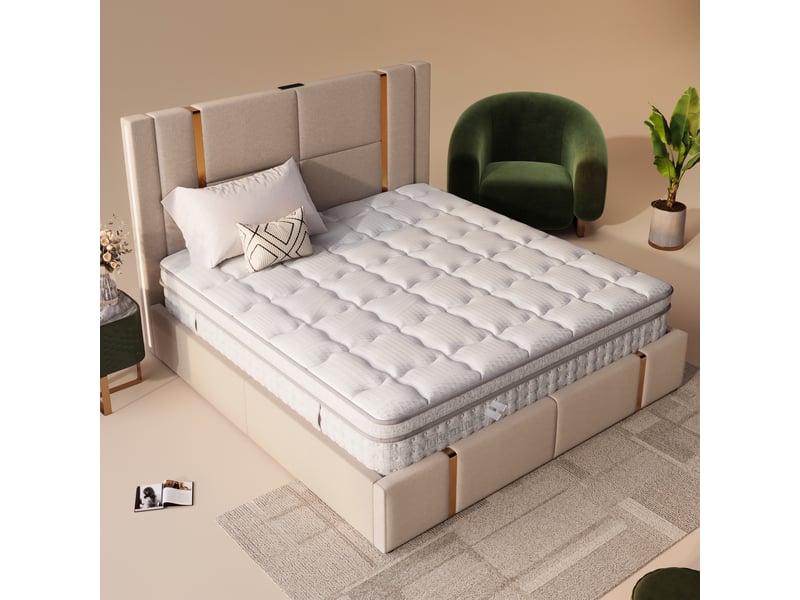  Matelas à ressorts ensachés hybride 180x200 cm épaisseur 25cm, 7 zones confort, mousse froide, fermeté H3, respirant, certifié OEKO-TEX, pour adulte  - Conforama W