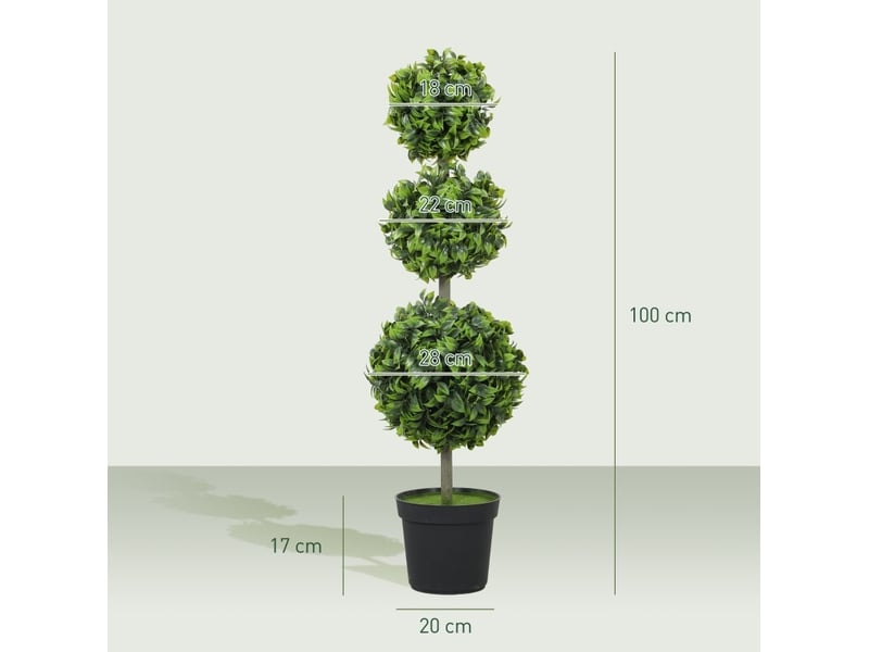  Arbres artificiels en pot 100 cm – vert – lot de 2, feuillage résistant aux uv pour intérieur et extérieur  - Conforama C