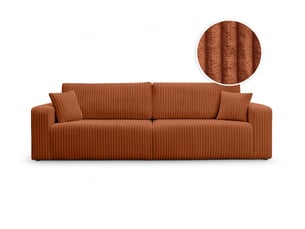 Canapé droit fixe LOUNGITUDE ALYA 3 places Velours orange avec coffre de rangement