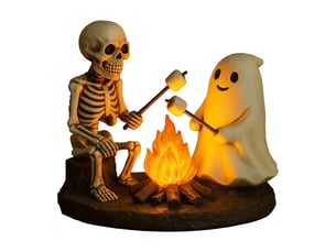 Lampe halloween squelette fantôme, lumière décorative ambiance feu de camp, décoration maison