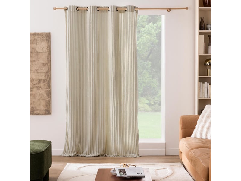  Rideau à œillets 135 x 240 cm – flanelle relief mini boudoir lin - 135x240cm - lin  - Conforama A