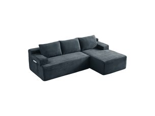 Canapé d'angle compressé droit fixe <strong>MODFU</strong> <strong></strong> 4 places Velours côtelé gris foncé