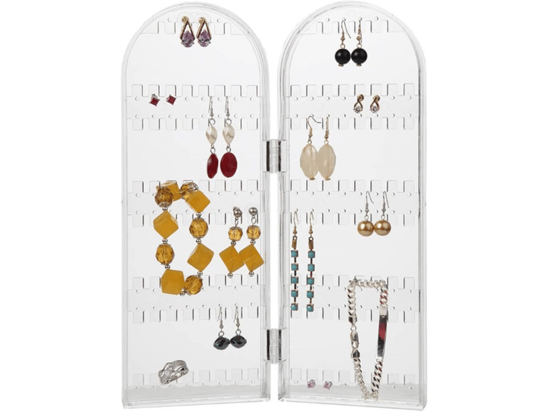  Porte bijoux et boucles d'oreilles, rangement bijoux pour boucles d'oreilles, transparent et pliable presentoir bijoux  - Conforama A