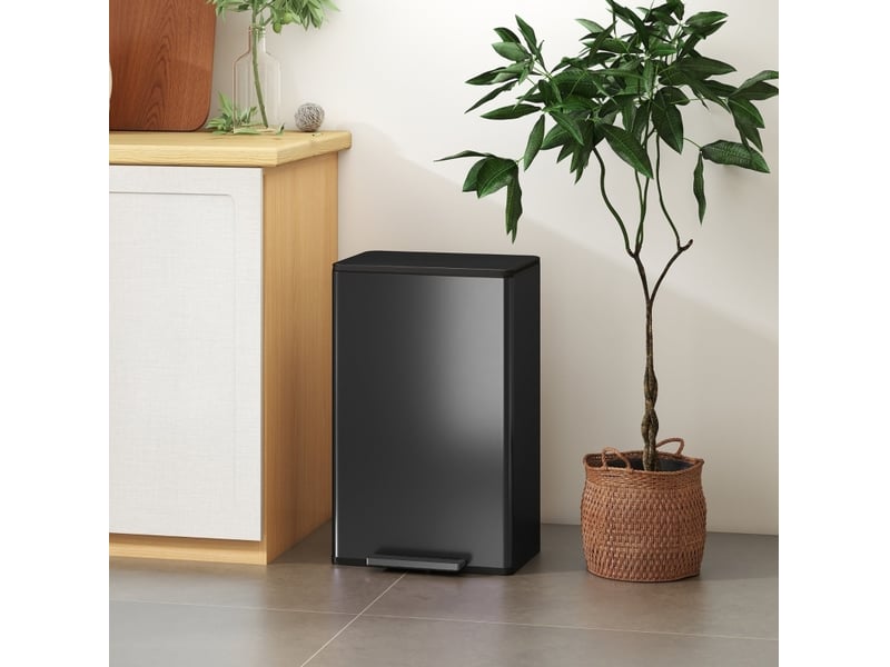 Poubelle de cuisine à pédale 45 l 42,5x35x68 cm – noire – couvercle soft-close et seau amovible - Conforama B