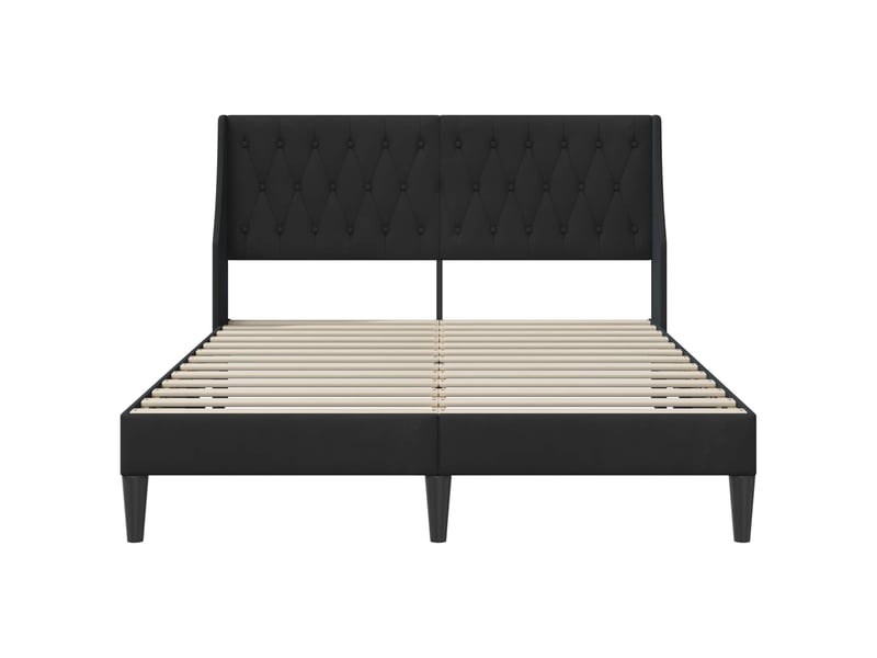  Lit double- lit adulte -  cadre de lit avec tête de lit noir 160 x 200 cm velours  - Conforama C
