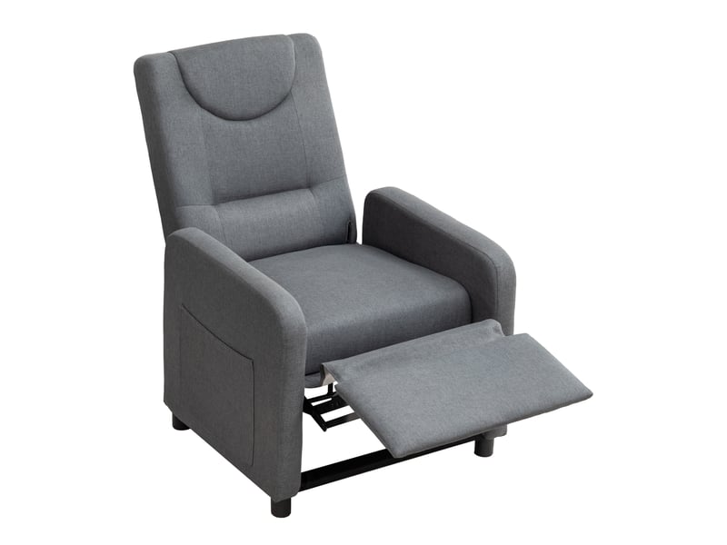  Fauteuil relax inclinable,57x63x96 cm,avec repose-pieds,lin,gris foncé  - Conforama A