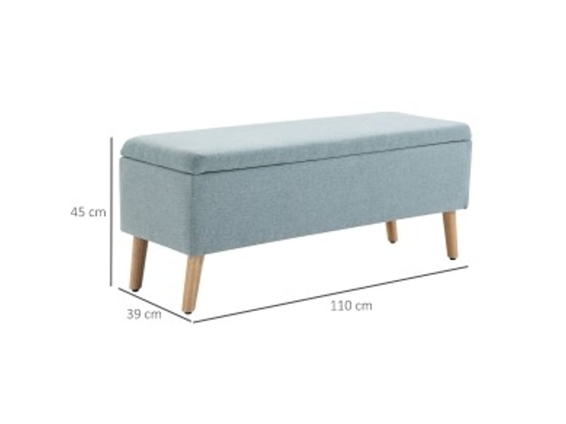 Banc coffre 110x39x45 cm, banc de lit moderne, assise rectangle, rangement intégré, meuble chambre, polyester, vert  - Conforama C