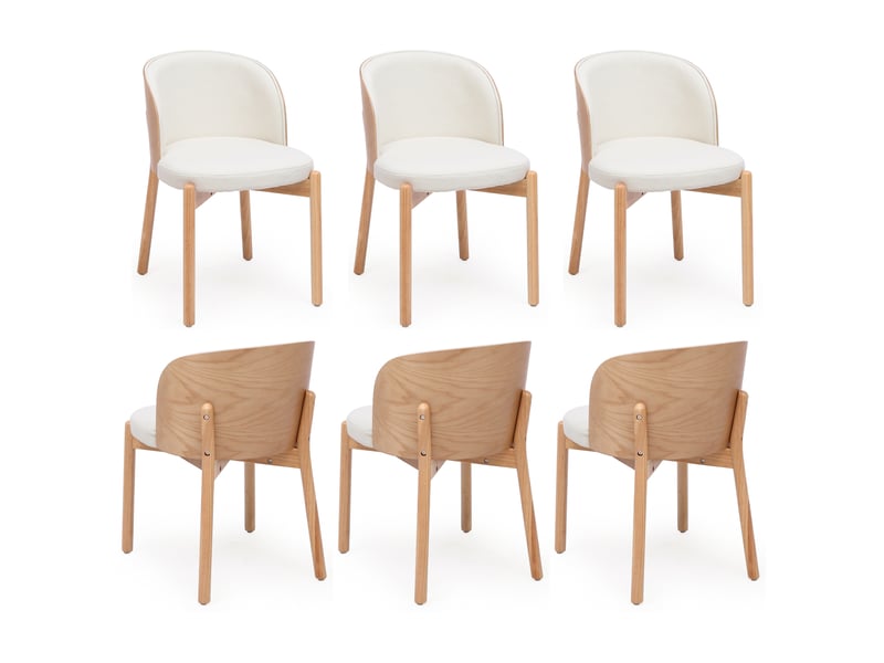  Lot de 6 chaises de salle à manger 57x49x74 cm en tissu, coloris naturel  - Conforama A