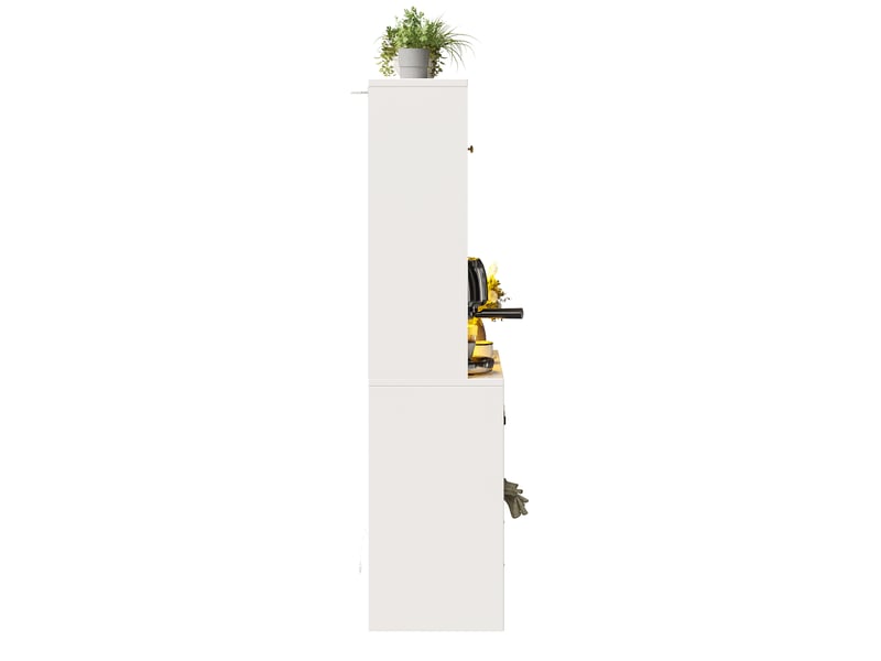  Buffet avec portes vitrées, tiroirs, led et range-bouteilles pour salle à manger en mdf 140×40×180 cm blanc  - Conforama D