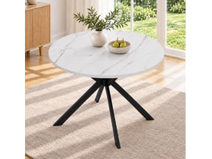 Table à manger extensible 100x100 140x100 cm – blanche – plateau ovale, rallonge intégrée, 4 à 6 personnes