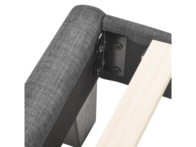  Lit simple rembourré 90x200 cm en lin gris avec tête de lit haute, sommier à lattes en bois et cadre en acier.  - Conforama E