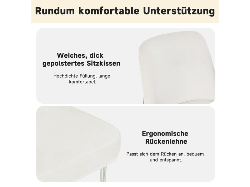  Lot de 6 chaises de salle à manger en velours beige, pieds en métal N634P347232B-6 - Conforama E