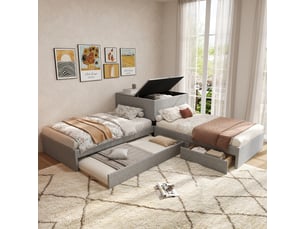 Lit simple 90x200 cm <strong></strong>  <strong></strong> coloris gris
