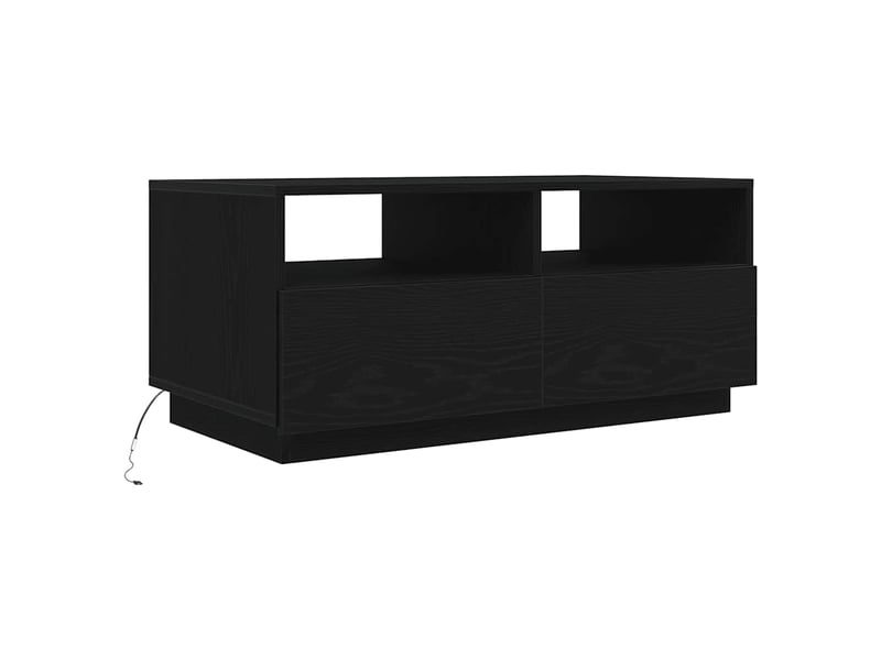  Table basse - table de salon - table à thé avec lumières led chêne noir 90x49x40 cm  - Conforama C