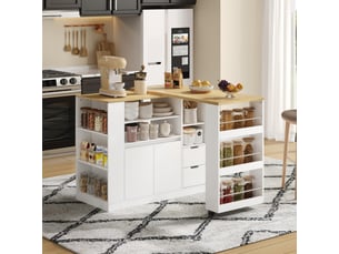 Îlot de cuisine 2 portes 2 tiroirs coloris blanc mdf