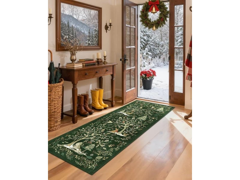  Tapis de couloir de noël, vert, antidérapant et lavable, grand tapis d'entrée, tapis décoratif de noël moderne, 80 x 120 cm - szpb770244jjzj SZPB770244JJZJ - Conforama E