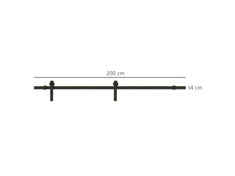 Kit de rail coulissant pour porte coulissante 2 m en métal noir, capacité 100 kg, système de guidage robuste pour aménagement intérieur - Conforama E