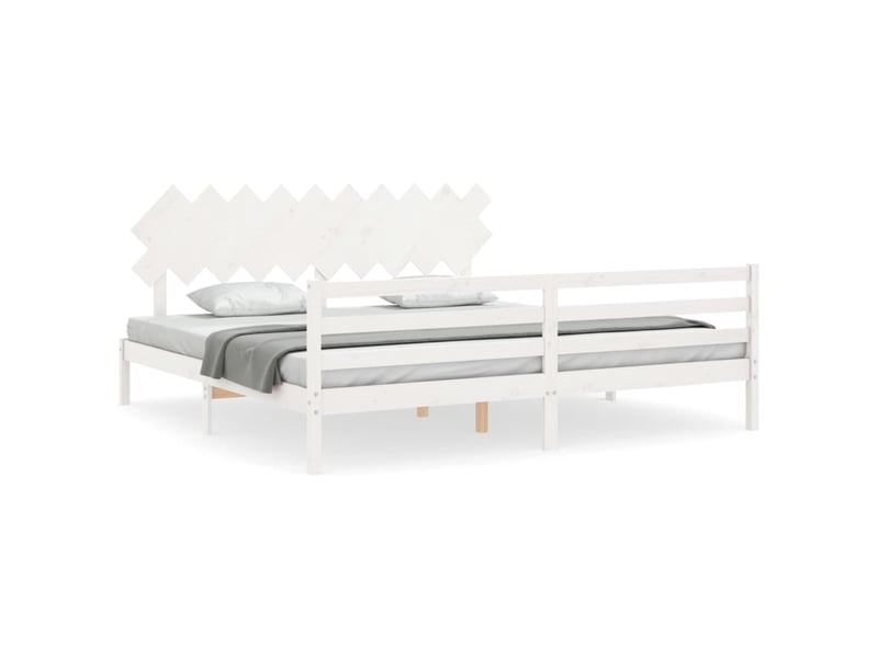  Lit double- lit adulte -  cadre de lit sans matelas blanc 200x200 cm bois massif  - Conforama A