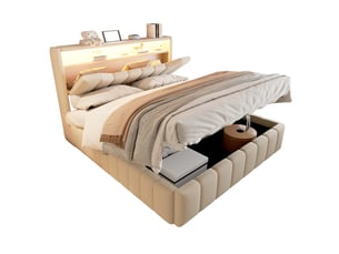 Lit coffre 140x200 cm coloris beige