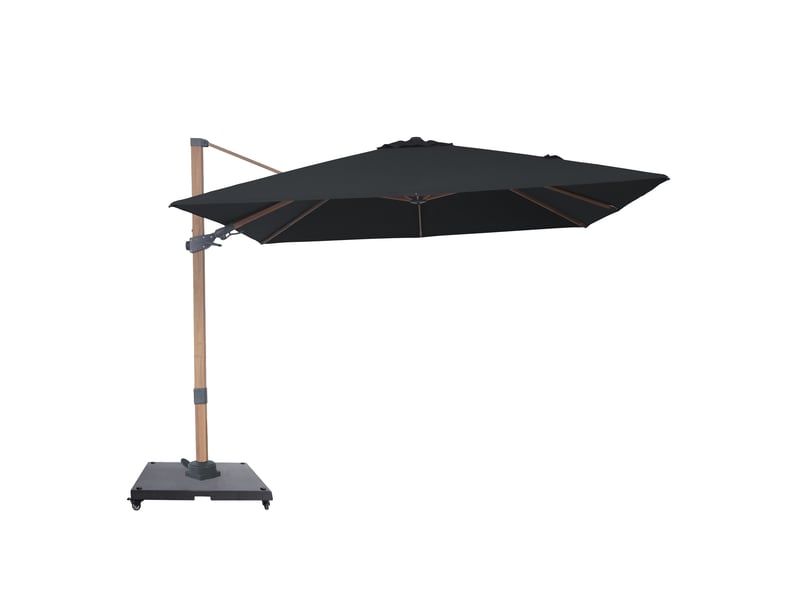 Axi alina parasol déporté carré avec pied de parasol, 300 x 300 cm, aspect boisgris | pour le jardin terrasse avec armature thermolaquée | housse de protection inclus - Conforama A