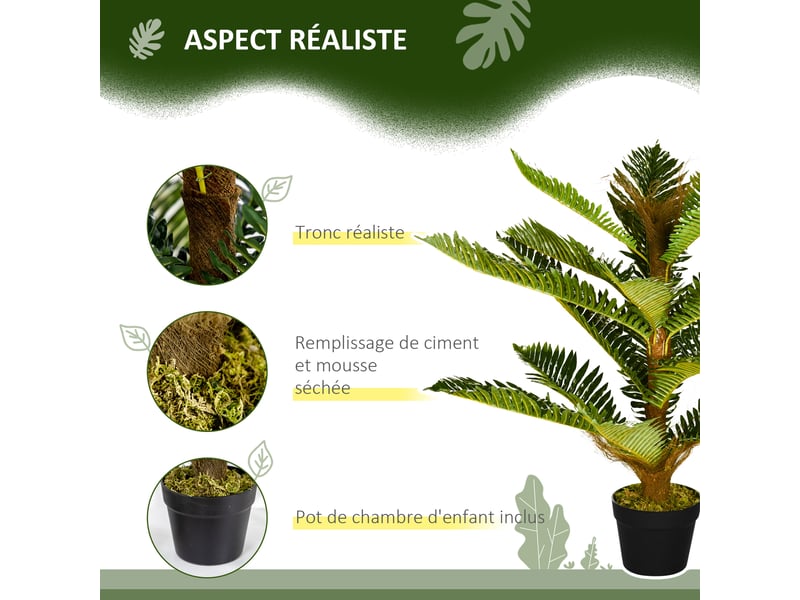  Plante artificielle palmier 85 cm avec 18 grandes feuilles grand réalisme inclus pot  - Conforama A