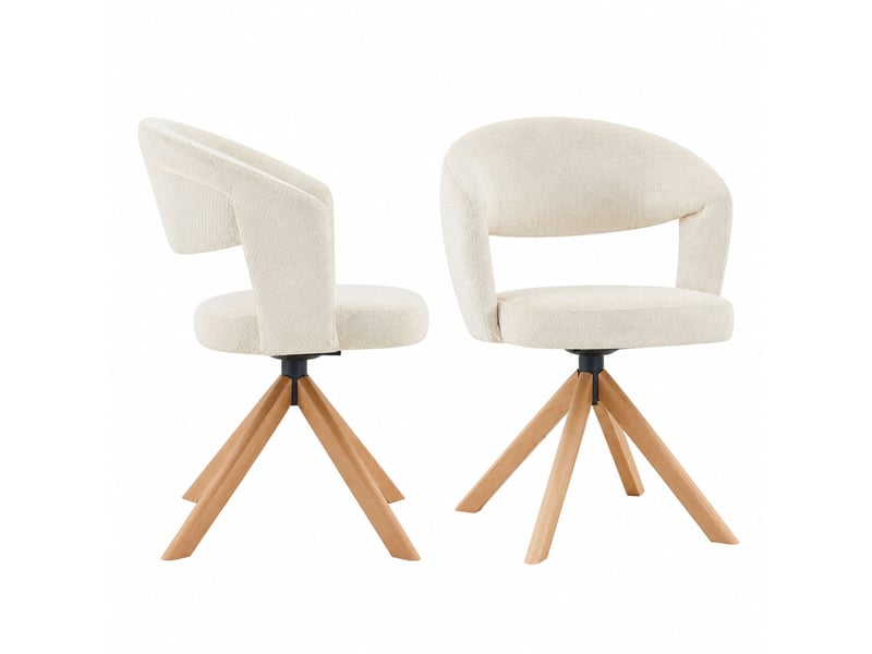  Lot de 2 chaises de salle à manger pivotantes,47x47,5x81,5 cm,tissu,crème  - Conforama A