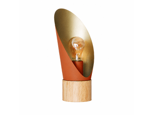 Lampe à poser en métal terracotta et bois h30 cm-spoon