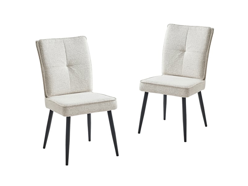  Lot de 2 chaises de salle à manger en chenille et métal blanc crème  - Conforama A