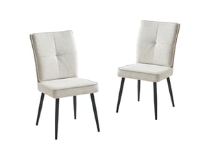 Lot de 2 chaises de salle à manger en chenille et métal blanc crème