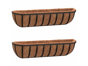 Jardinière - bac à fleurss murales 2 pcs en coco noir 61x19x16 cm acier