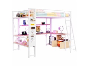 Lit mezzanine 140x200 cm <strong>MODENUIT </strong> <strong></strong> coloris blanc