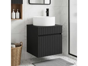 Meuble de lavabo mural, rangement salle de bain noir 49x44.5x65.5 cm