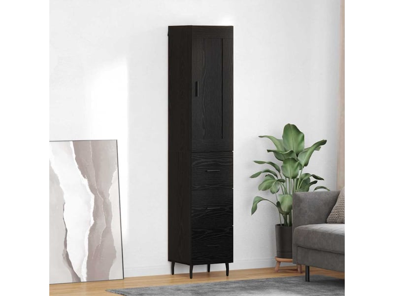  Buffet - haut armoire chêne noir 34,5 x 34 x 180 cm bois d'ingénierie  - Conforama B