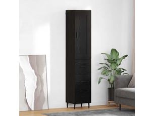 Buffet - haut armoire chêne noir 34,5 x 34 x 180 cm bois d'ingénierie