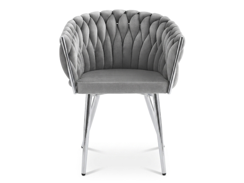  Chaise - leobert - orion - velours gris clairpieds chromés - 61 x 55 x 79 cm - lot de 2  - Conforama B
