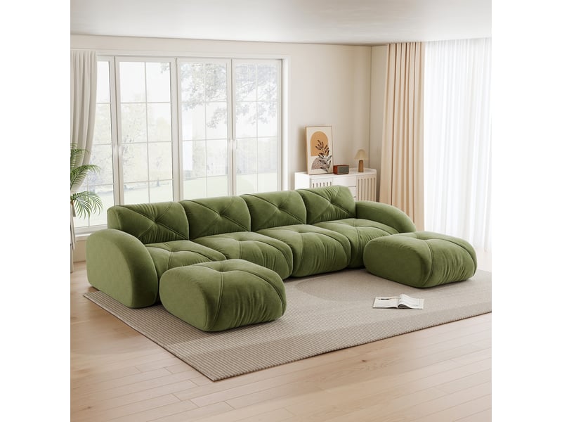  Canapé d'angle, canapé modulable – 4 places, sans montage, forme u, base antidérapante, en tissu, sans cadre  - Conforama A